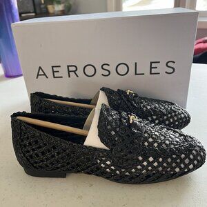 Aerosoles‎ Women's Hour Raffia Wicker Black Loafer, Size 5